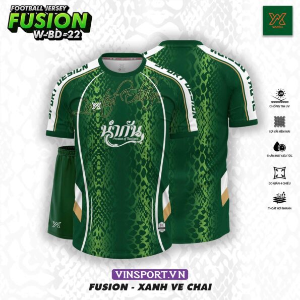 Quần Áo Bóng Đá Thiết Kế Warra Fusion W-BD-22 xanh lá
