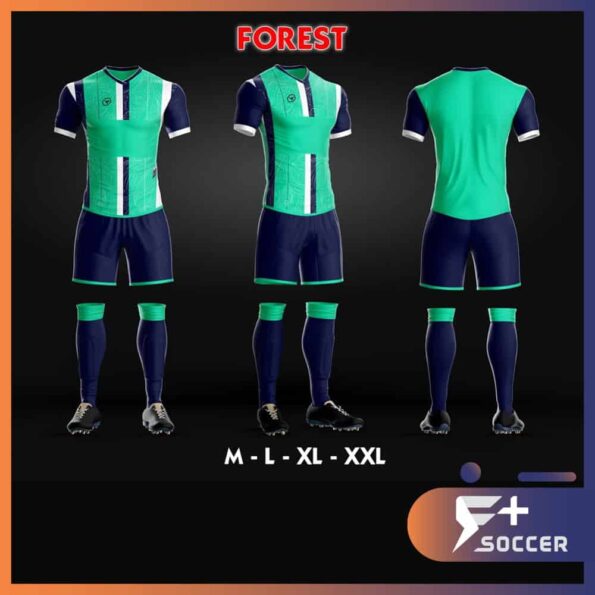 In áo bóng đá - Bộ quần áo bóng đá không logo Forest lục lam