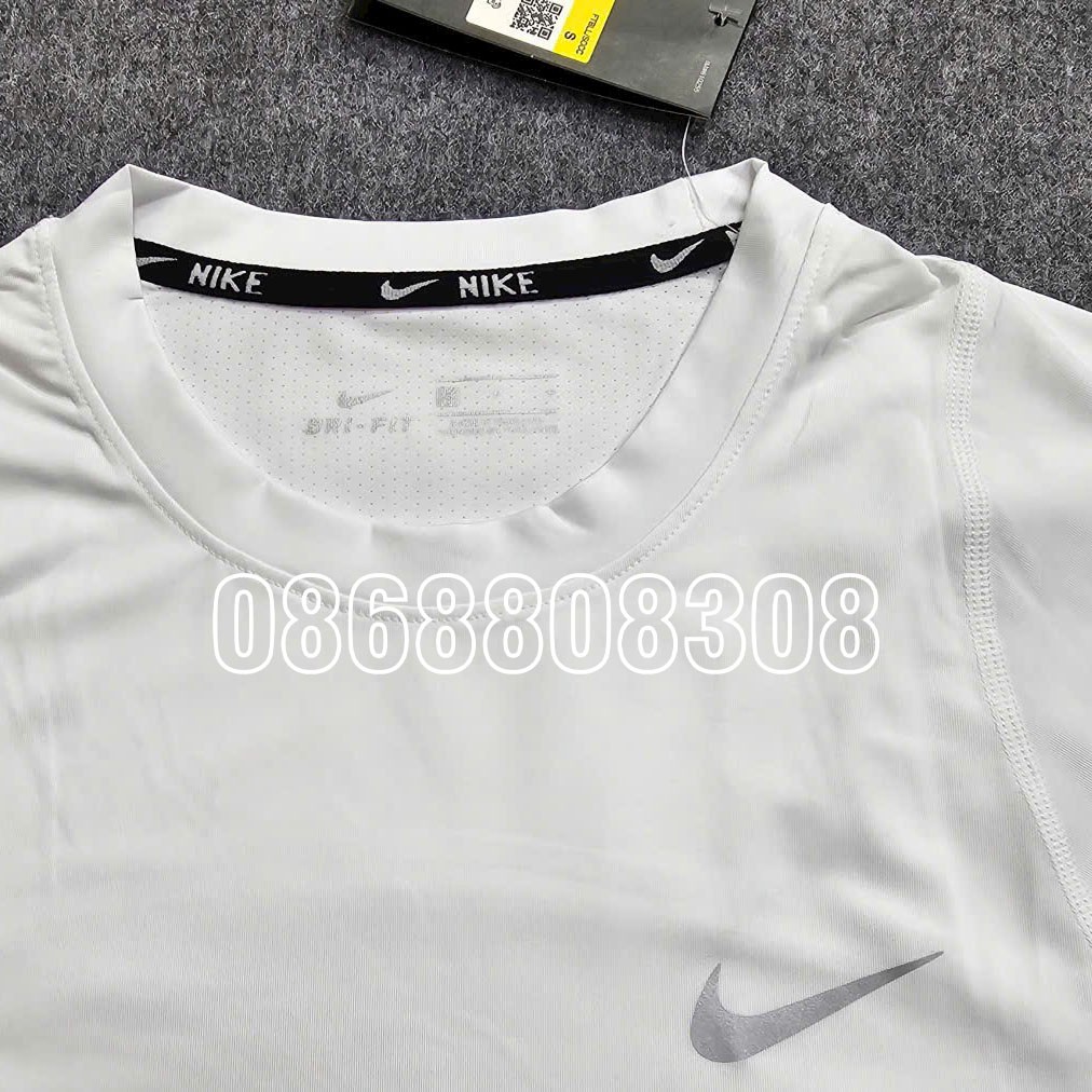 Áo body đá bóng áo giữ nhiệt áo lót nam hãng Nike 2 màu đen trắng cao cấp trơn mới 2024