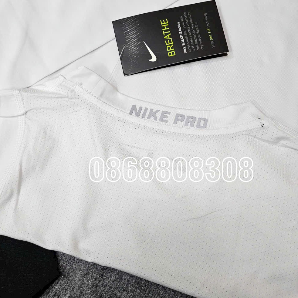 Áo body đá bóng áo giữ nhiệt áo lót nam hãng Nike 2 màu đen trắng cao cấp trơn mới 2024