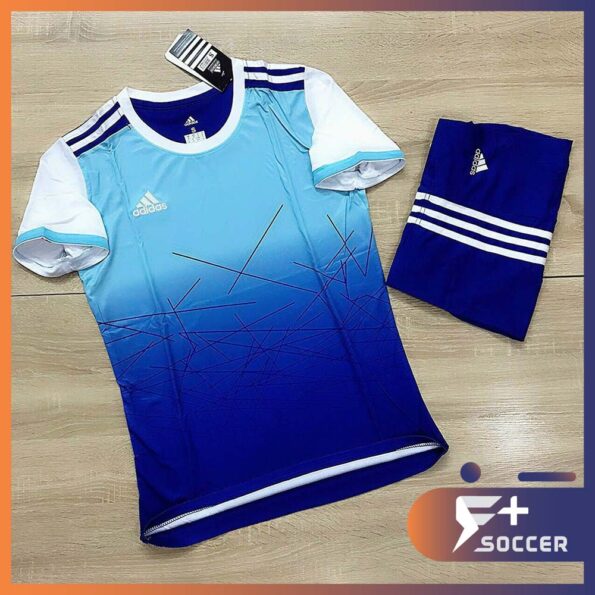 Bộ quần áo thể thao, áo bóng đá, áo đấu, áo team, in áo adidas xanh biển