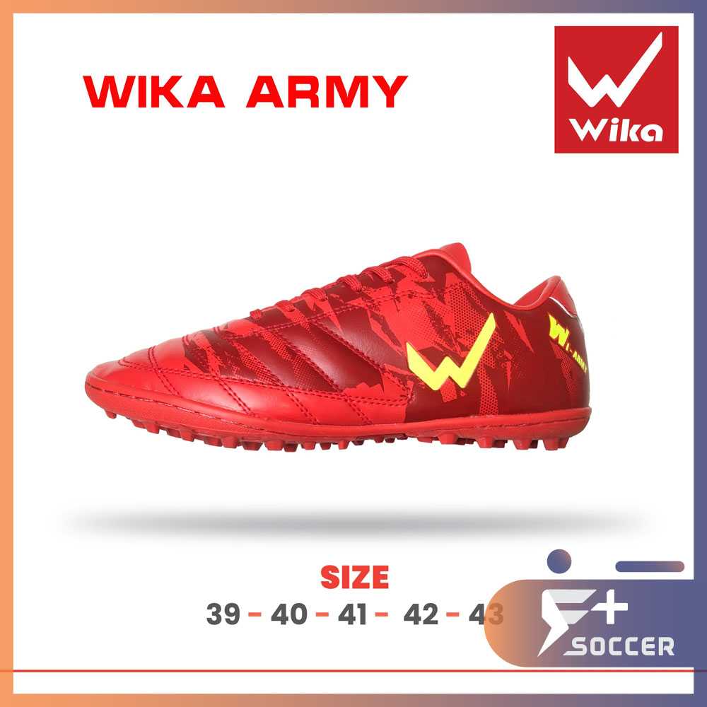 Giày đá bóng sân cỏ nhân tạo giá rẻ wika army chính hãng wika việt nam mẫu camo đỏ vàng việt nam
