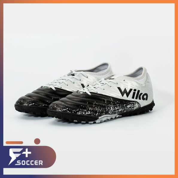 Giày đá bóng sân cỏ nhân tạo giá rẻ tf wika tekela khâu toàn bộ đế hàng chính hãng việt nam bạc trắng đen