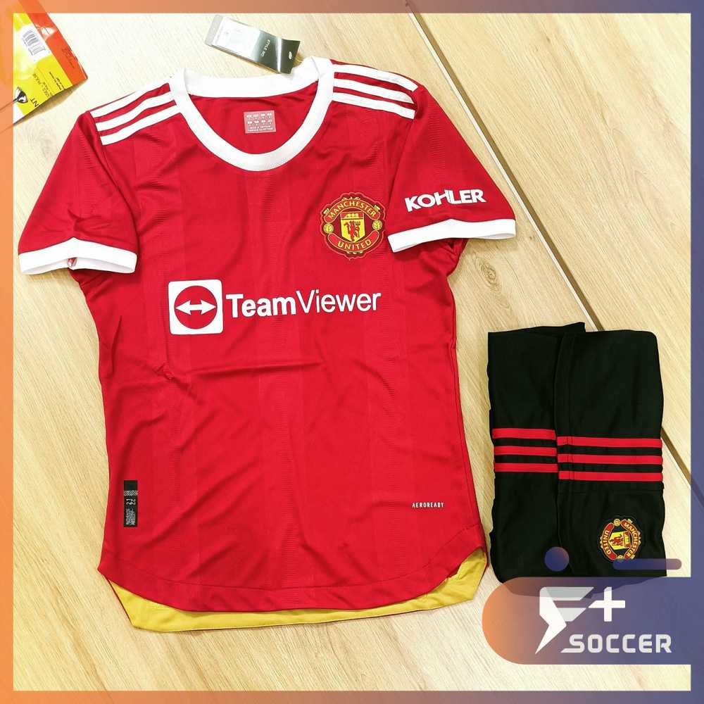 Bộ quần áo Mu manchester united đỏ teamview viền vàng quần đen chất mới cực đẹp 2