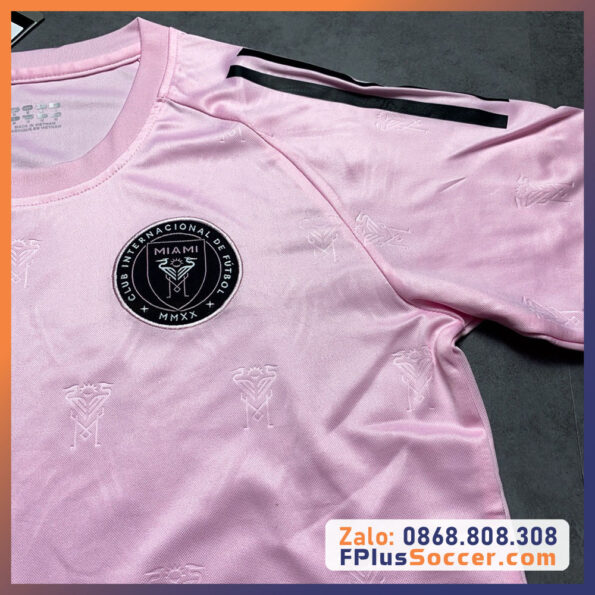 Bộ quần áo bóng đá clb câu lạc bộ miami vải mè thái màu hồng trắng quần đen web 6