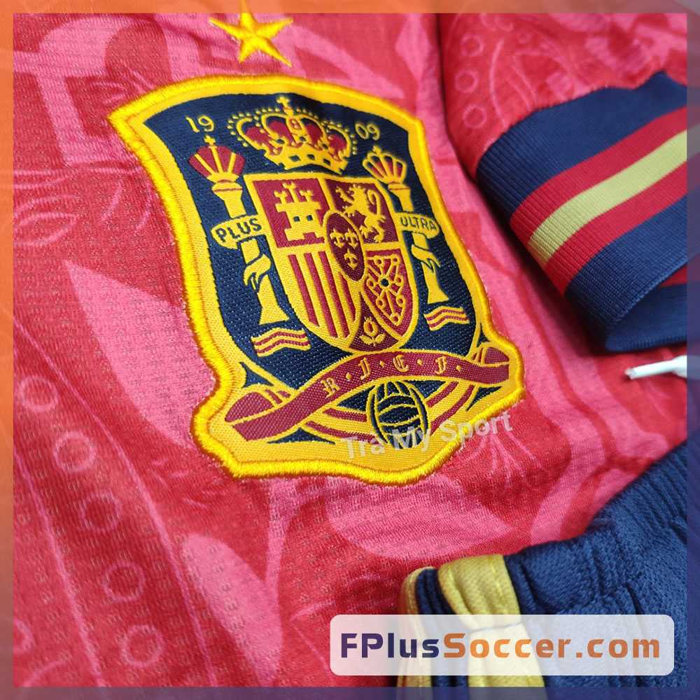 Bộ quần áo thể thao bóng đá đội tuyển Tây Ban Nha Adidas màu đỏ mùa world cup 2022 logo thêu mới nhất 3
