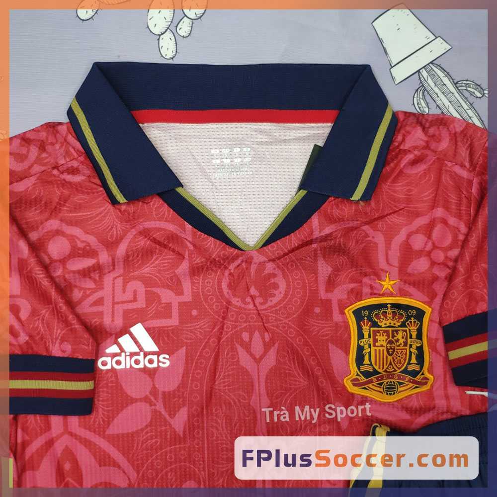 Bộ quần áo thể thao bóng đá đội tuyển Tây Ban Nha Adidas màu đỏ mùa world cup 2022 logo thêu mới nhất