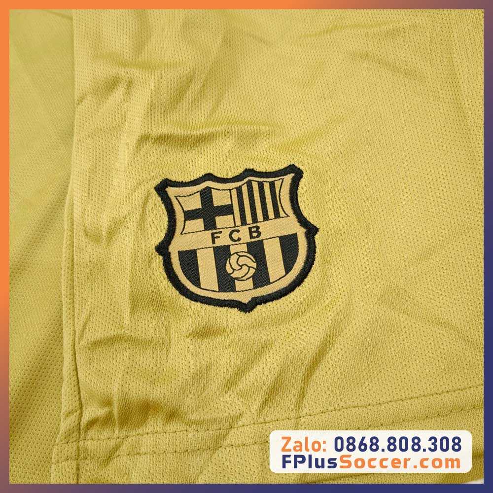Bộ quần áo bóng đá bóng clb Barcelona màu vàng đậm nhạt logo thêu poly mè kim thái cao cấp 2