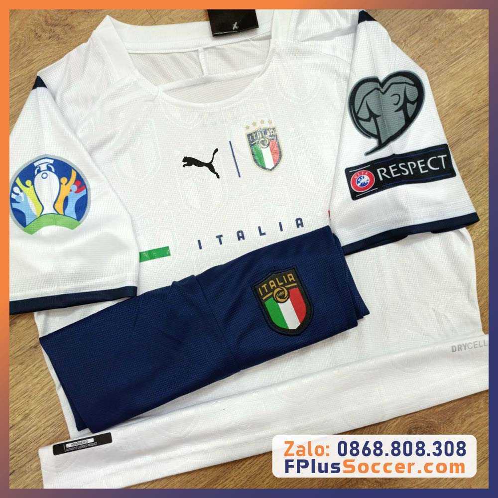 Bộ quần áo đá bóng đội tuyển Italy italia ý màu trắng logo thêu poly dệt kim thái cao cấp