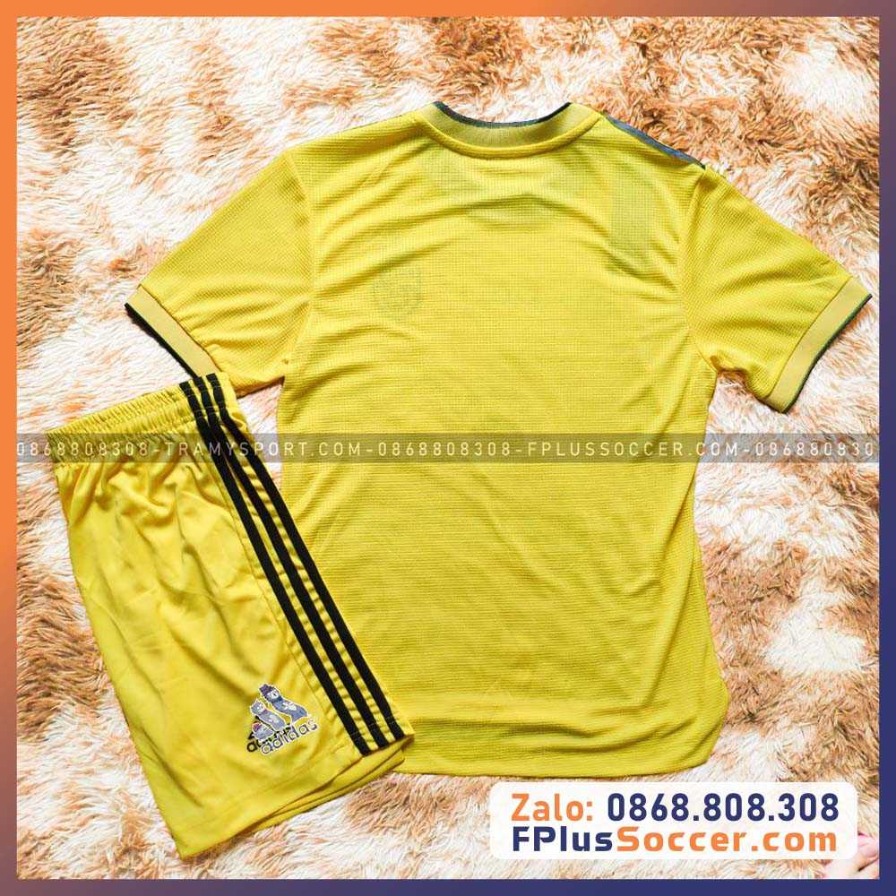 Bộ quần áo đá bóng clb PAU FC quang hải màu vàng logo thêu poly mè gai thái mới 2022 2