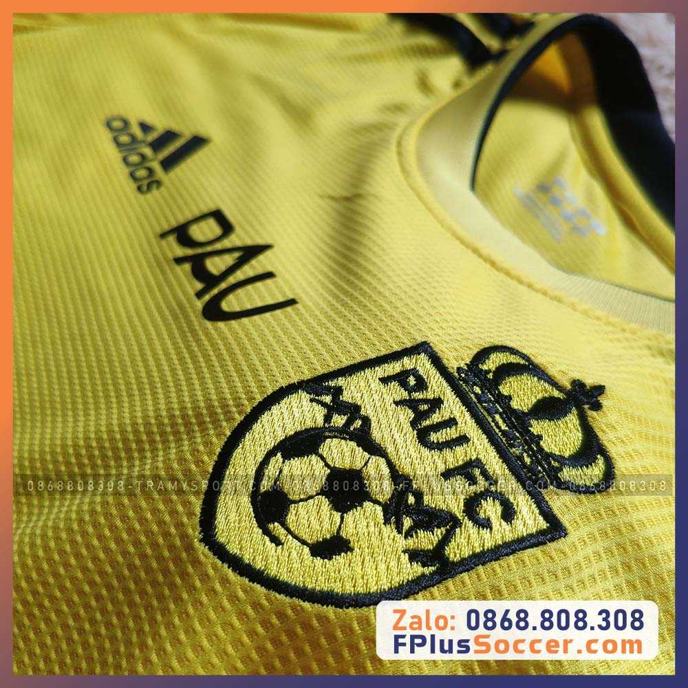 Bộ quần áo đá bóng clb PAU FC quang hải màu vàng logo thêu poly mè gai thái mới 2022 4