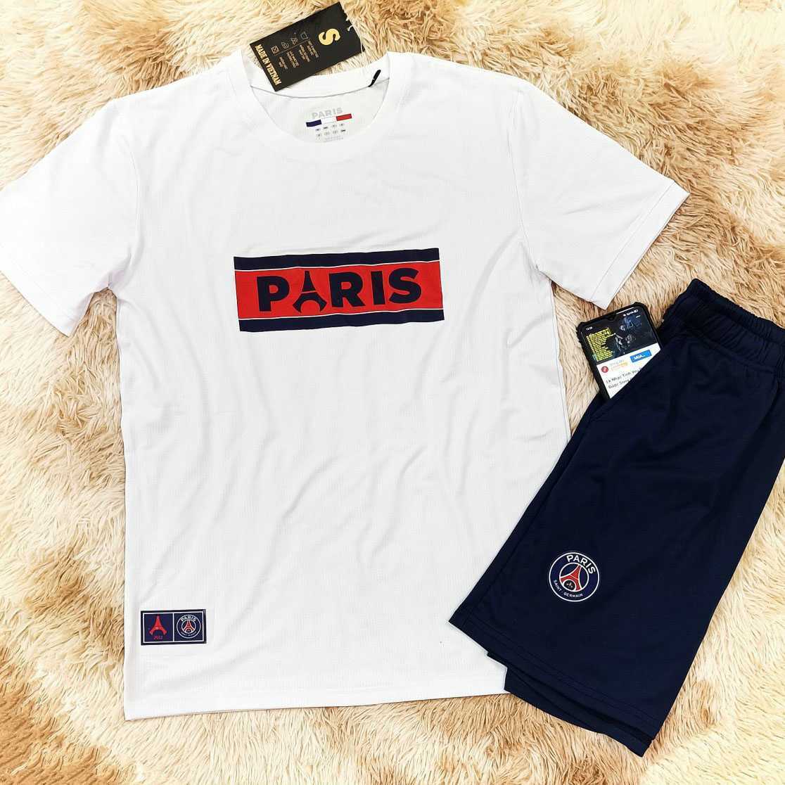 Bộ sưu tập quần áo thể thao thời trang paris psg quần có túi logo thêu cao cấp đẹp trắng đỏ đen