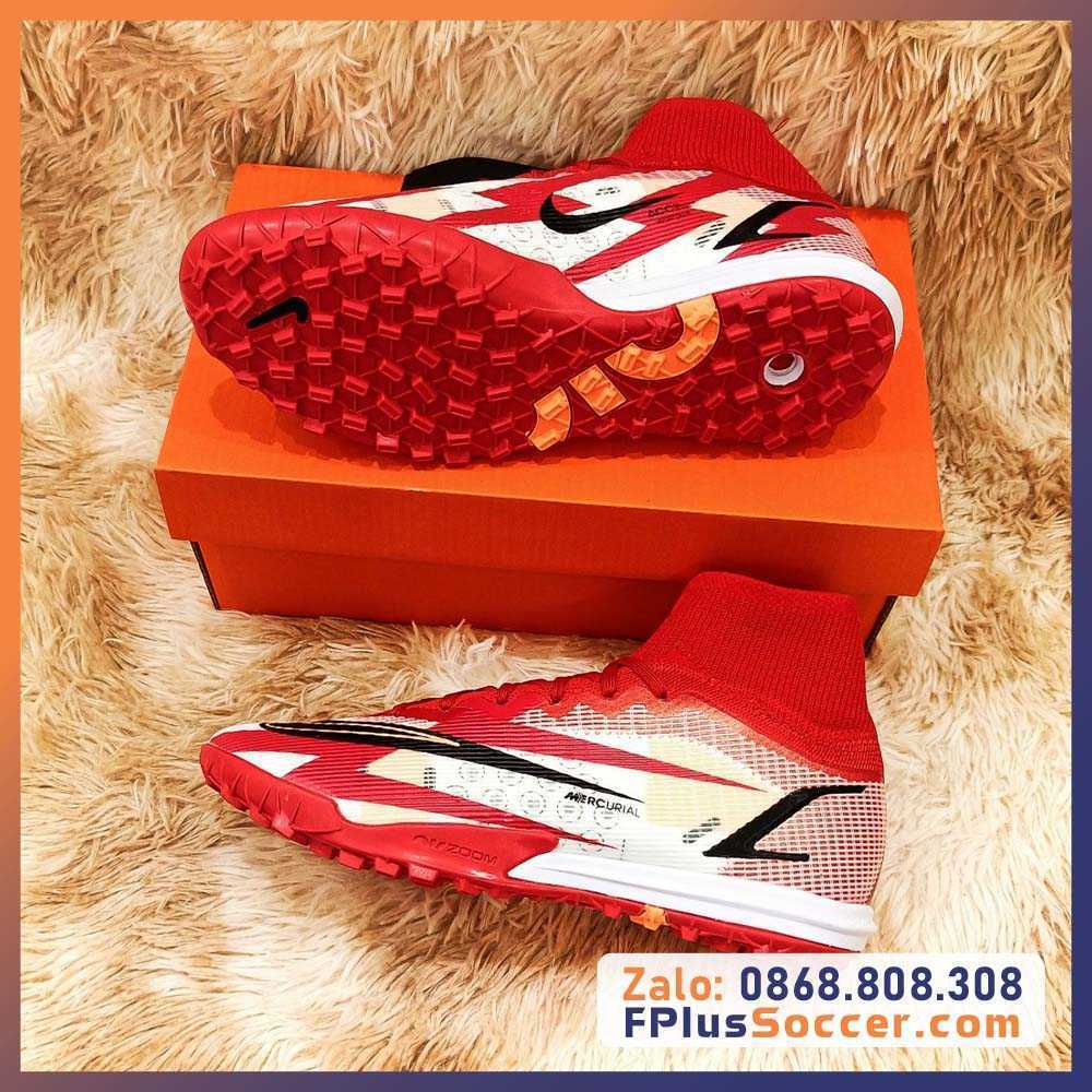 Giày đá bóng Mercurial Superfly 8 Academy CR7 TF sân cỏ nhân tạo màu đỏ cổ cao chun 1