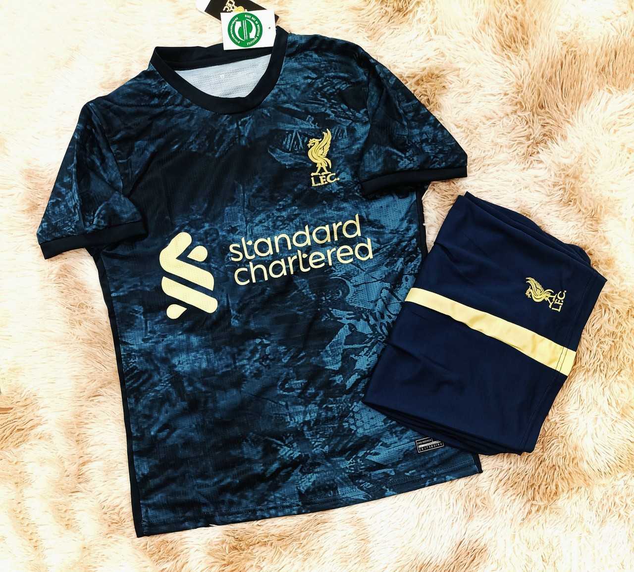 Bộ quần áo bóng đá clb Liverpool nike mới nhất 2022 màu xanh đen tím than không nike