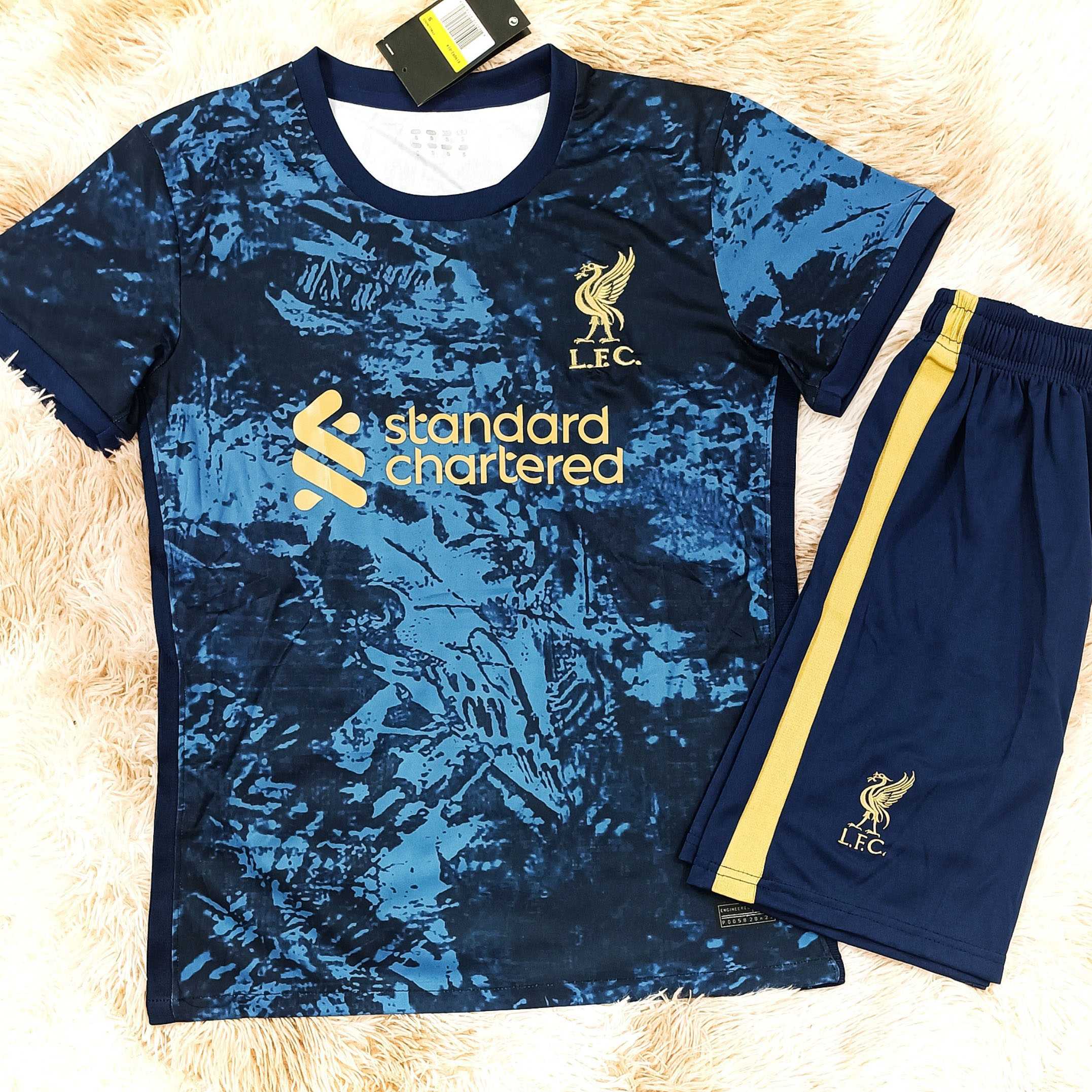 Bộ quần áo bóng đá clb Liverpool nike mới nhất 2022 màu xanh đen tím than mè