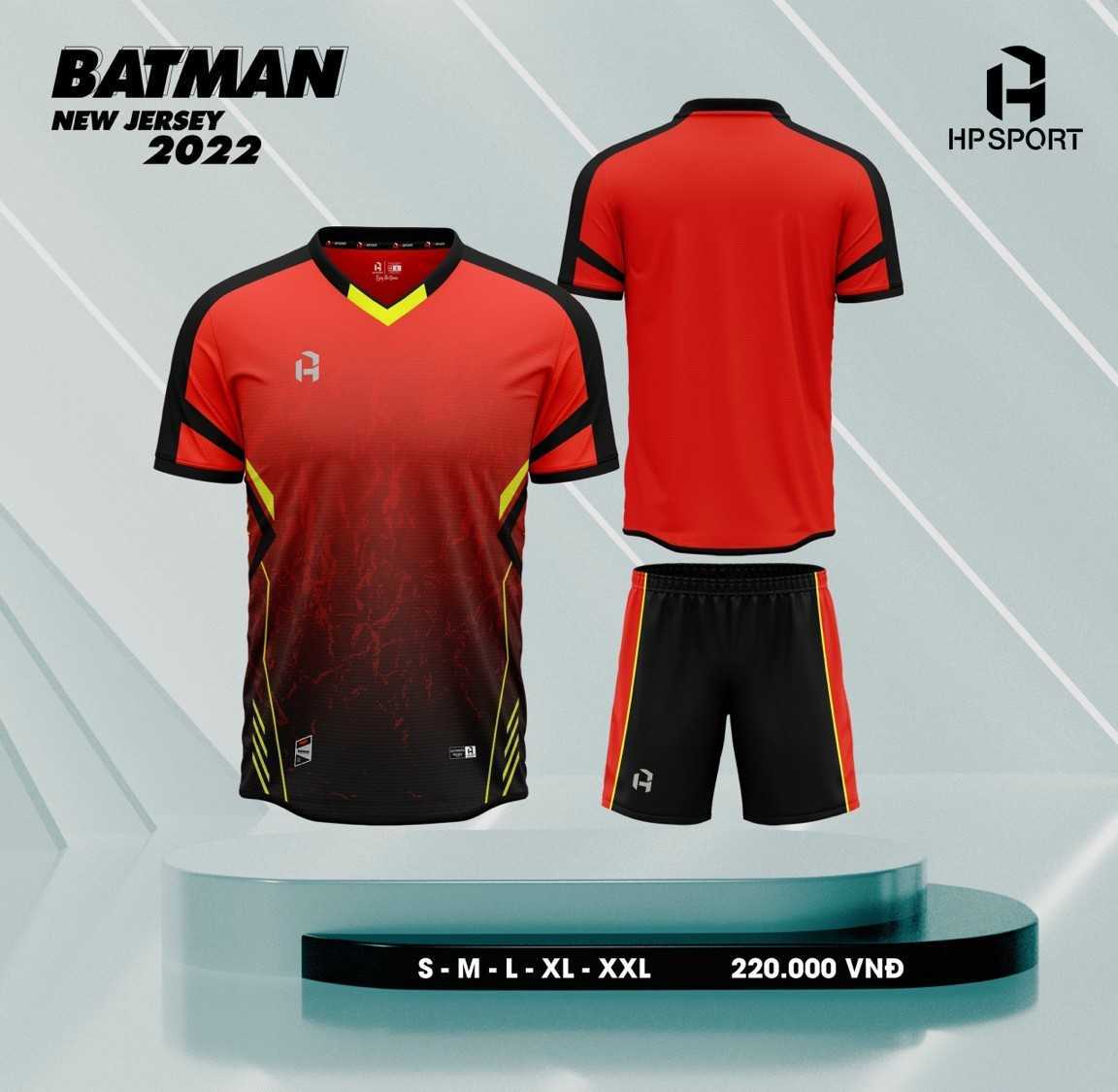 Bộ quần áo bóng đá không logo HP Sport Batman nhiều màu đỏ