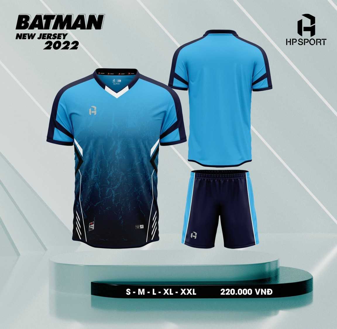 Bộ quần áo bóng đá không logo HP Sport Batman nhiều màu xanh đen