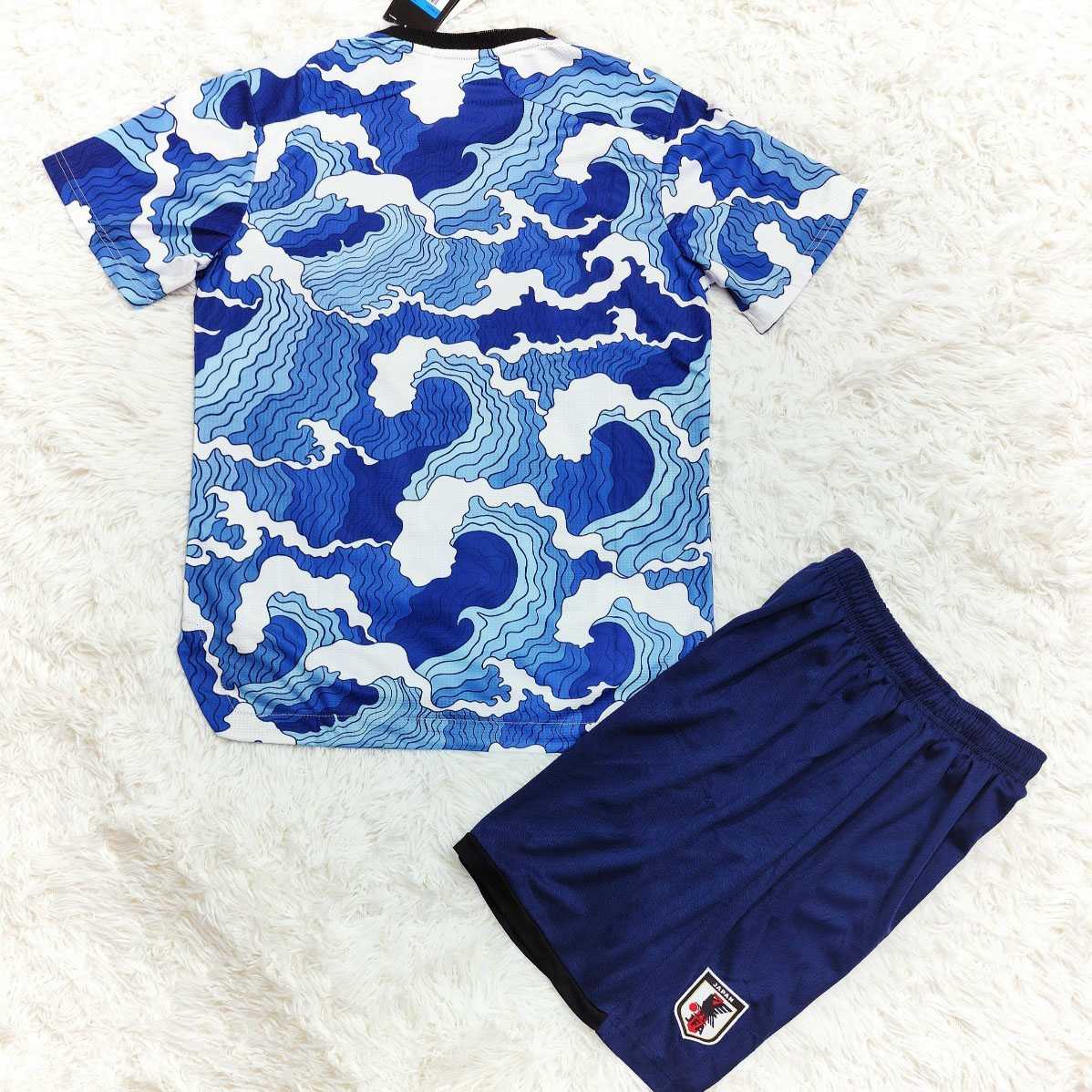 Bộ quần áo đội tuyển nhật bản japan màu xanh in hình sóng biển mới 2023 2