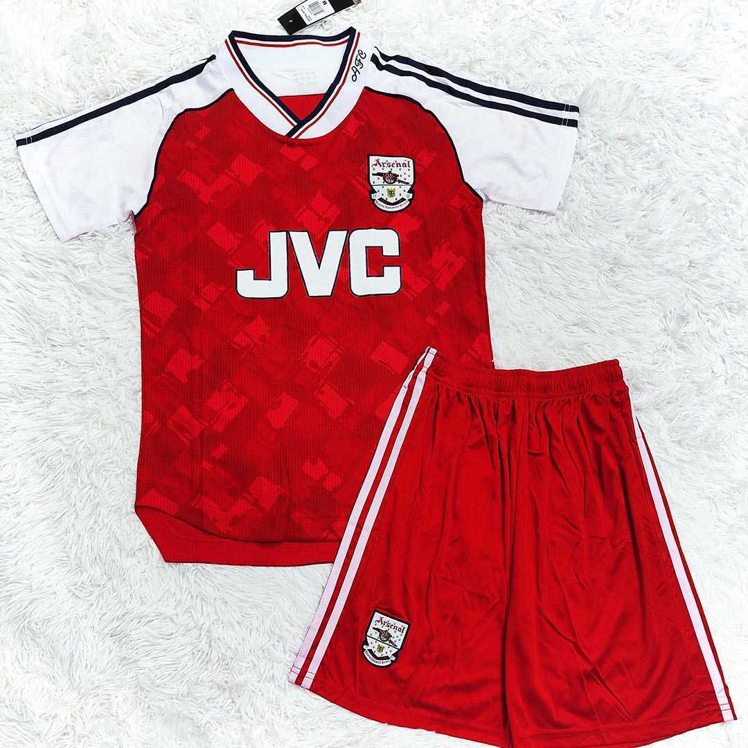 Bộ quần áo đá banh câu lạc bộ bóng đá Arsenal đỏ sân nhà JVC kỷ niệm mùa 1990 đến 1992 1