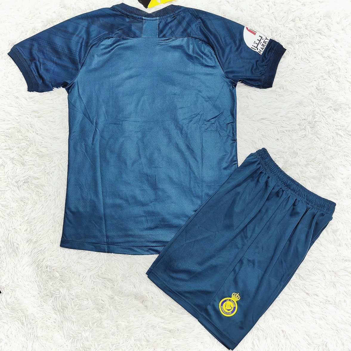 Bộ quần áo đá banh clb bóng đá AL Nassr mới Ronaldo sân nhà xanh than logo vải thái mới 2023 2