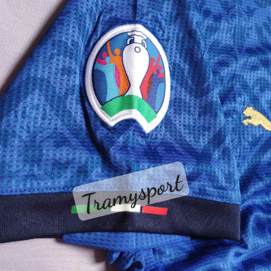Bộ quần áo thể thao bóng đá polo tuyển ý Italia màu xanh có cổ quần trắng đen 3