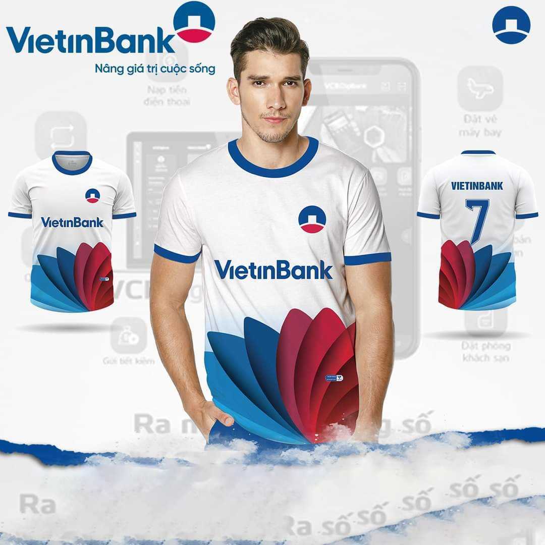 Áo bóng đá thiết kế các mẫu ngân hàng vietinbank trắng