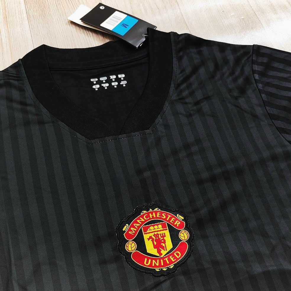 Bộ quần áo đá bóng clb MU Manchester United màu đen bản đấu icon logo thêu quần có túi vải thái mịn 1
