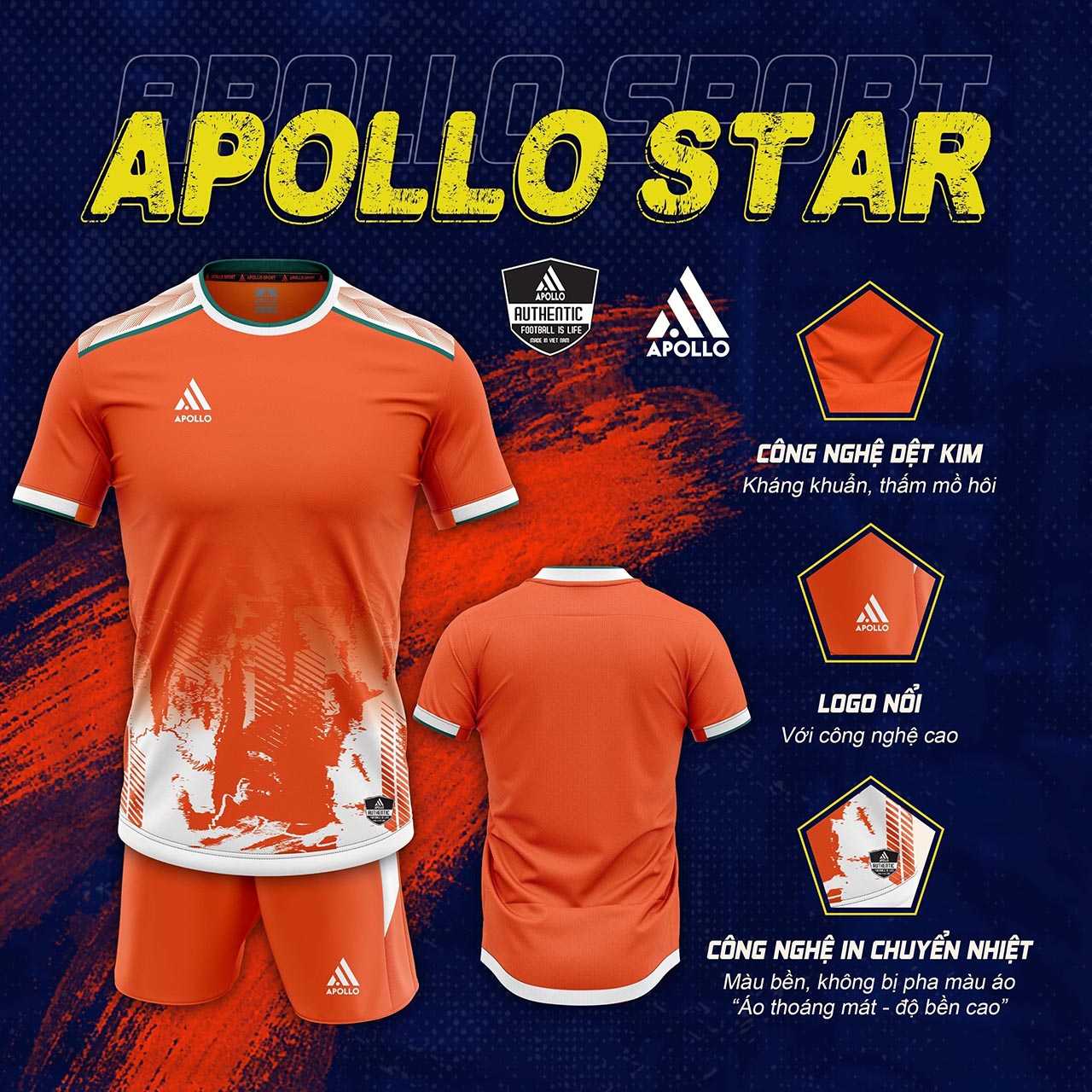 Bộ quần áo thể thao bóng đá chính hãng apollo star nhiều màu đỏ