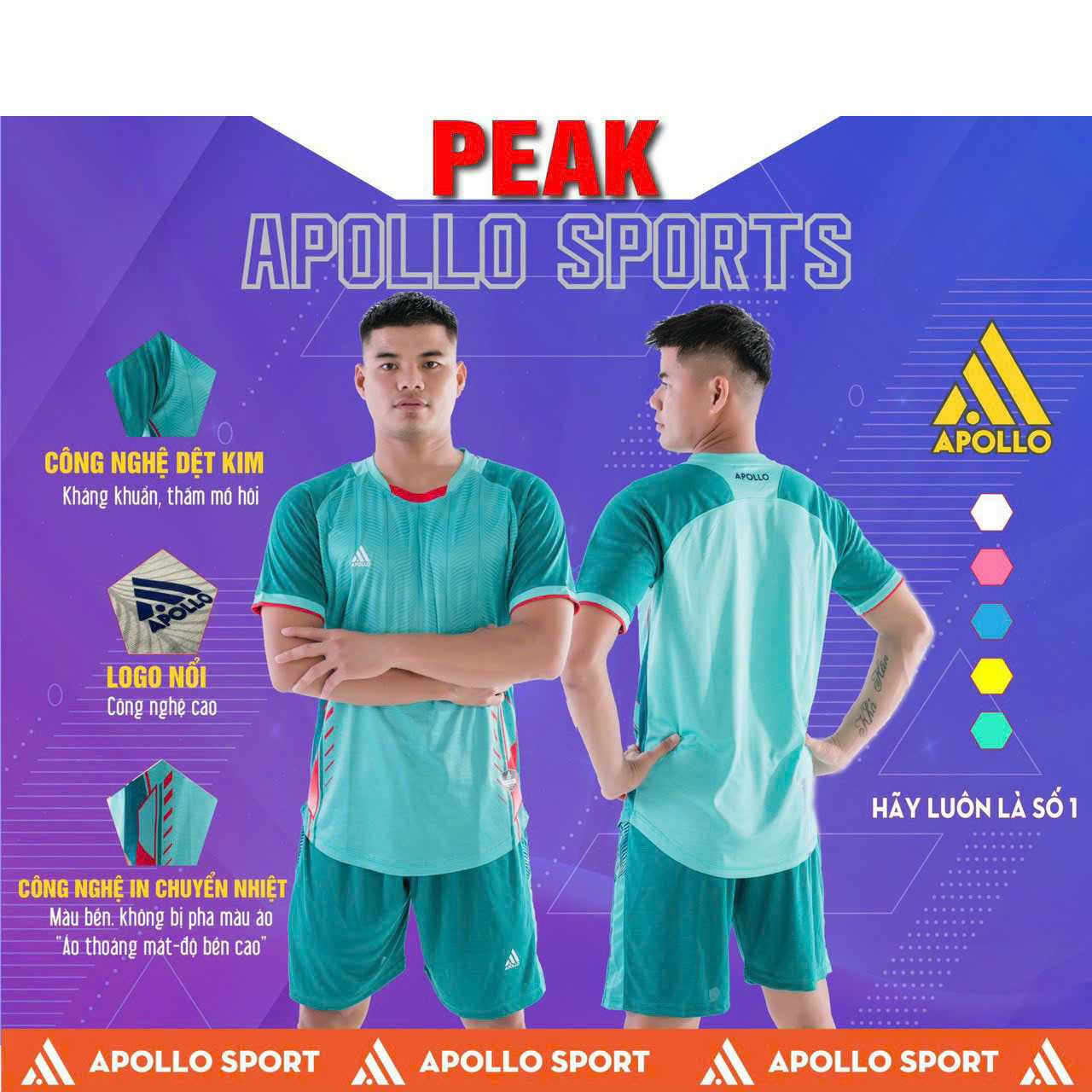 Bộ quần áo bóng đá phủi thiết kế áo đá banh PEAK chính hãng APOLLO nhiều màu đẹp mới 2