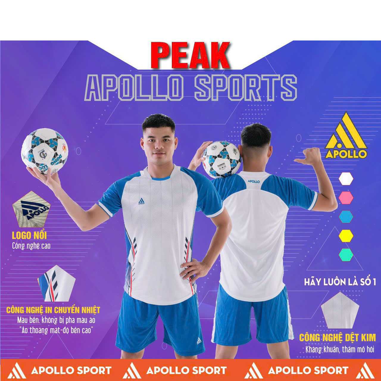 Bộ quần áo bóng đá phủi thiết kế áo đá banh PEAK chính hãng APOLLO nhiều màu đẹp mới 2