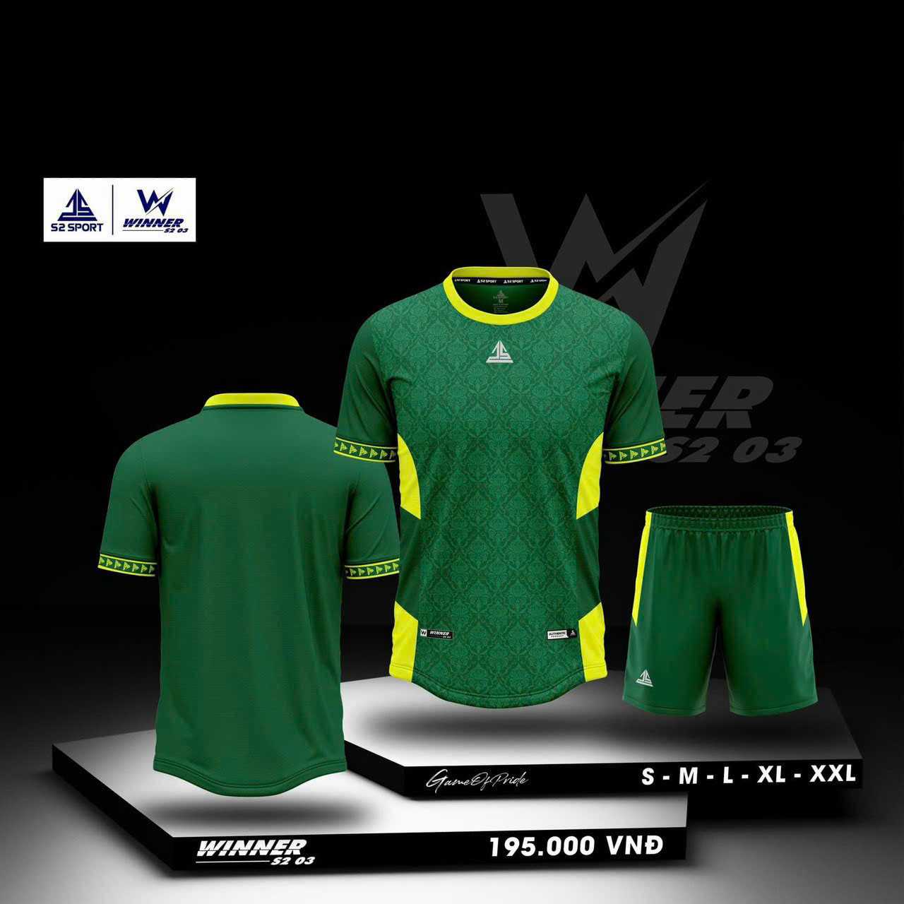 Bộ quần áo bóng đá phủi thiết kế áo đá banh Winner s2 03 chính hãng S2 Sport nhiều màu xanh biển