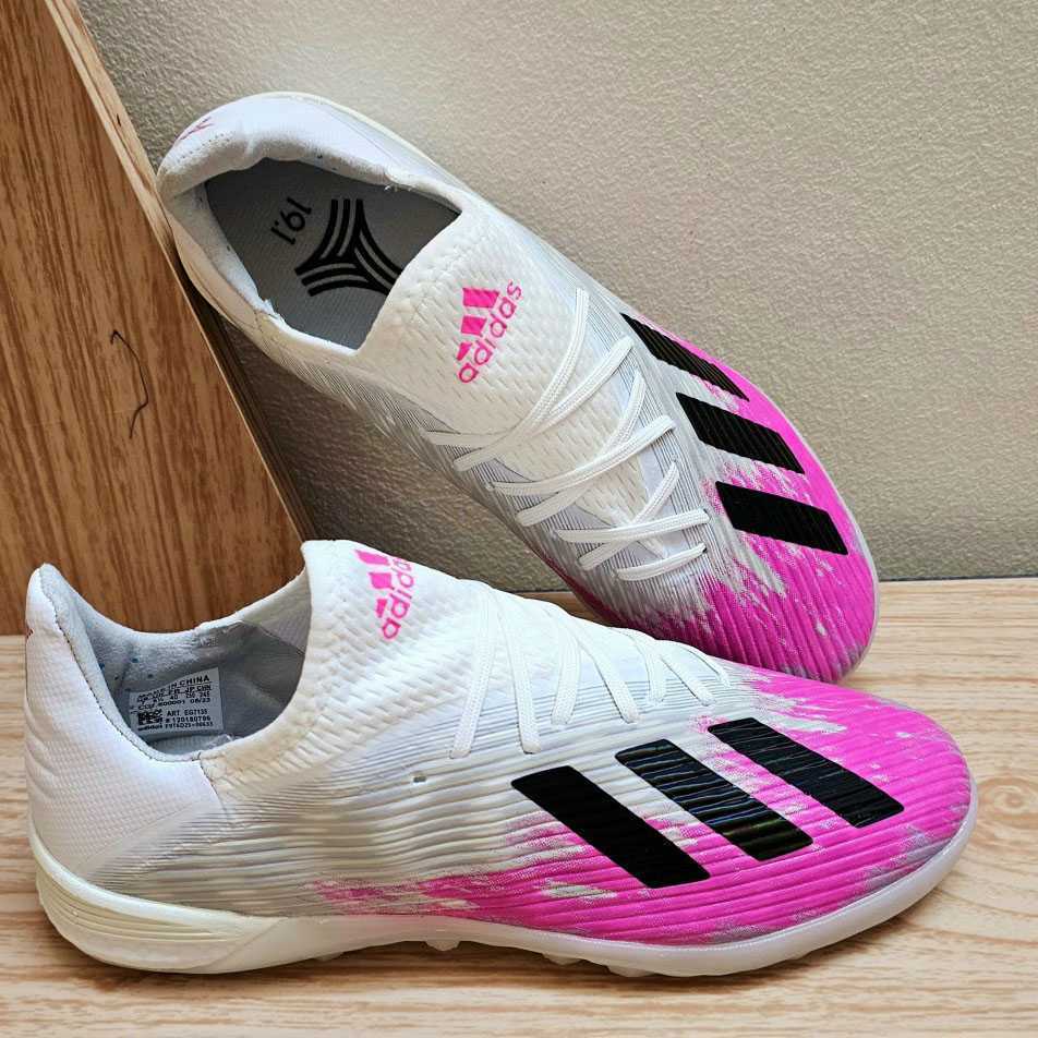 Giày bóng đá adidas x19.1 màu hồng trắng bản cao cấp nhẹ da mềm mới phù hợp với chân bè 1