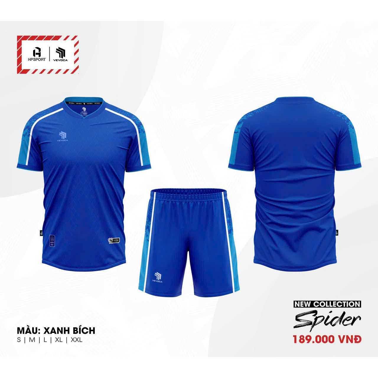 Bộ quần áo bóng đá phủi thiết kế Spider Vevoca chính hãng HP-Sport vải dệt kim nhiều màu xanh biển navy