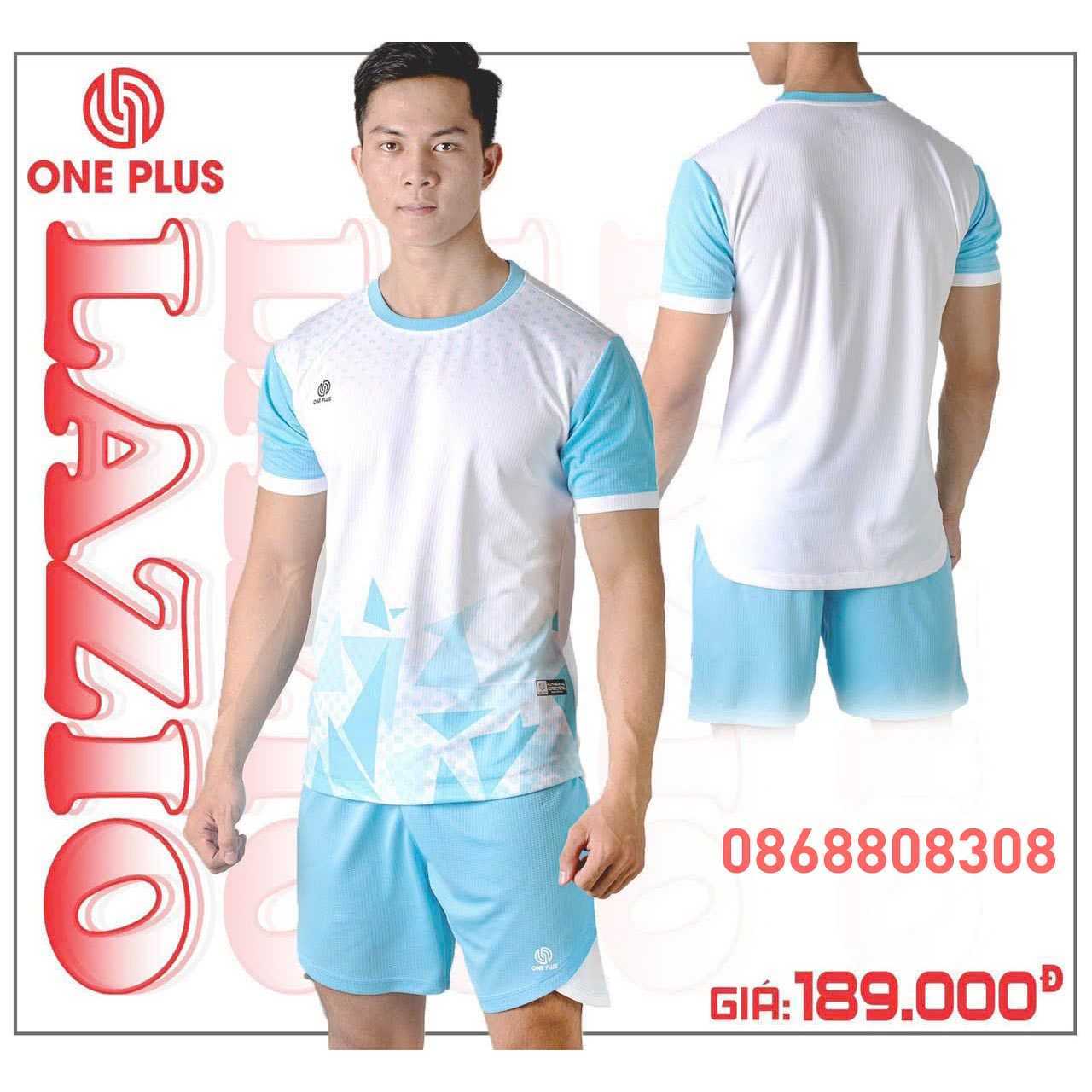 Bộ quần áo bóng đá phủi thiết kế chính hãng One Plus lazio vải dệt kim nhiều màu đẹp mới xanh biển