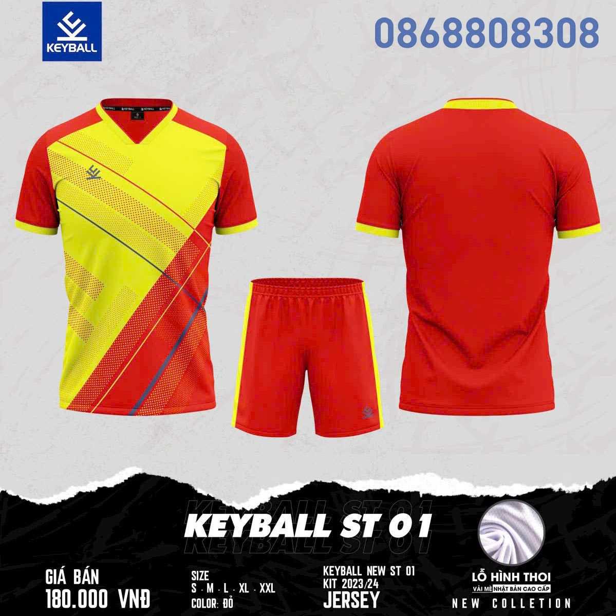 Bộ quần áo bóng đá phủi thiết kế chính hãng keyball st 01 vải mè thoi nhiều màu xanh trời