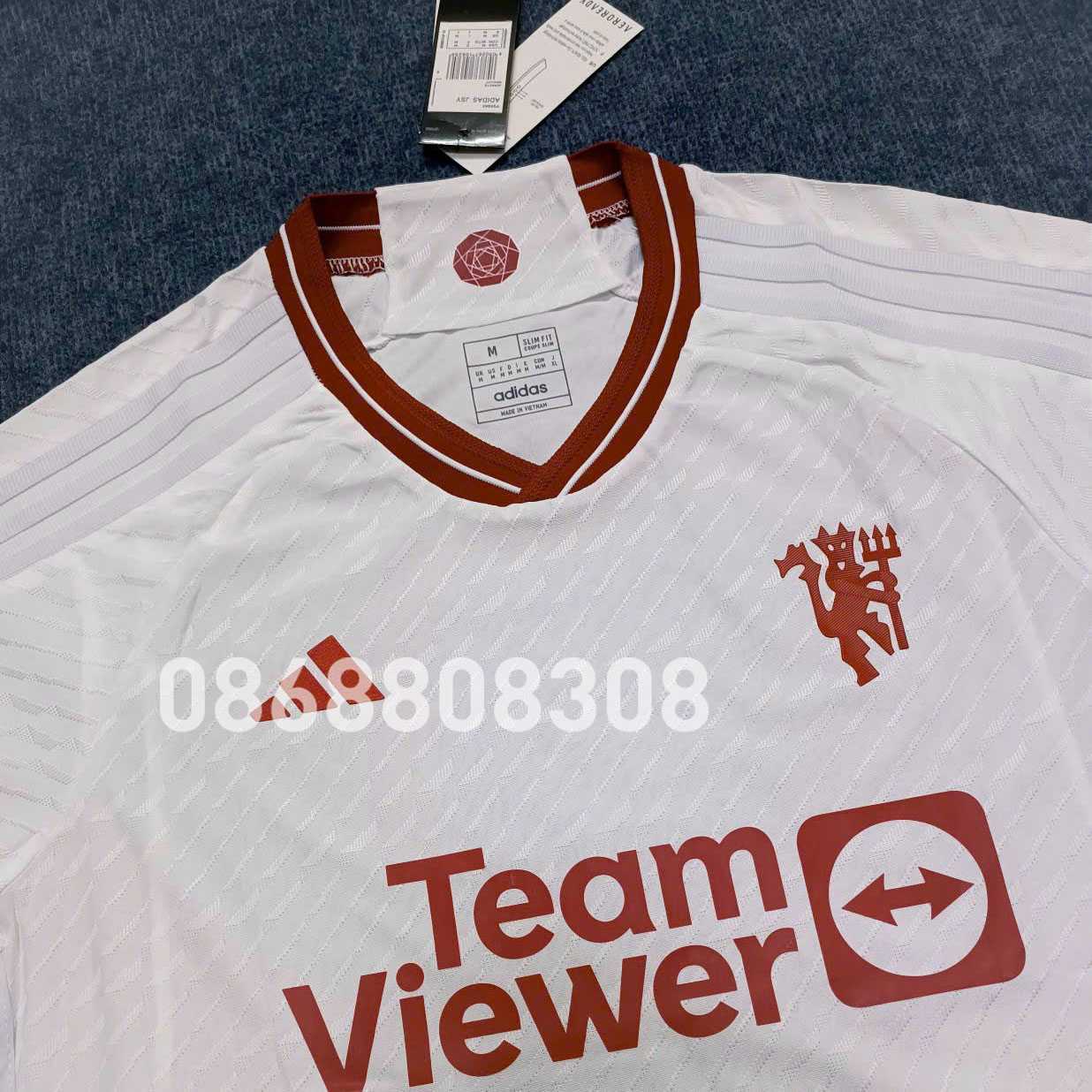 Bộ quần áo đá banh clb bóng đá manchester united mu 23 24 third mẫu thứ 3 trắng bản Player logo cao su năm 2023 2024 1