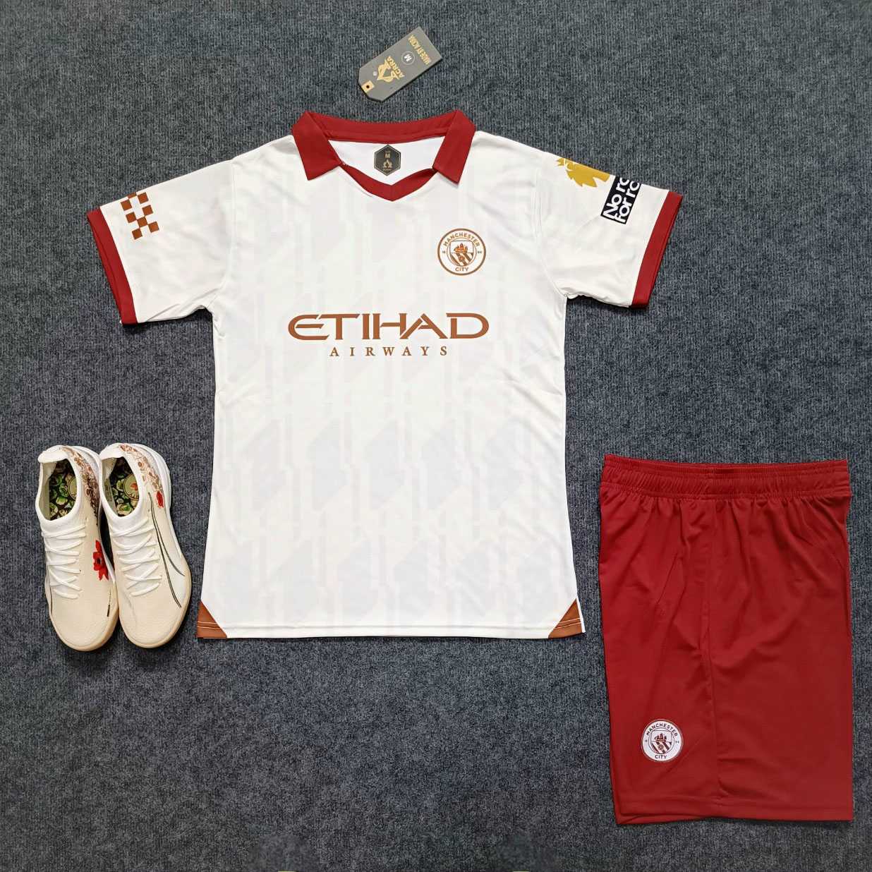 Bộ quần áo đá bóng MC Manchester man city 23 24 away sân khách trắng đỏ năm 2023 2024