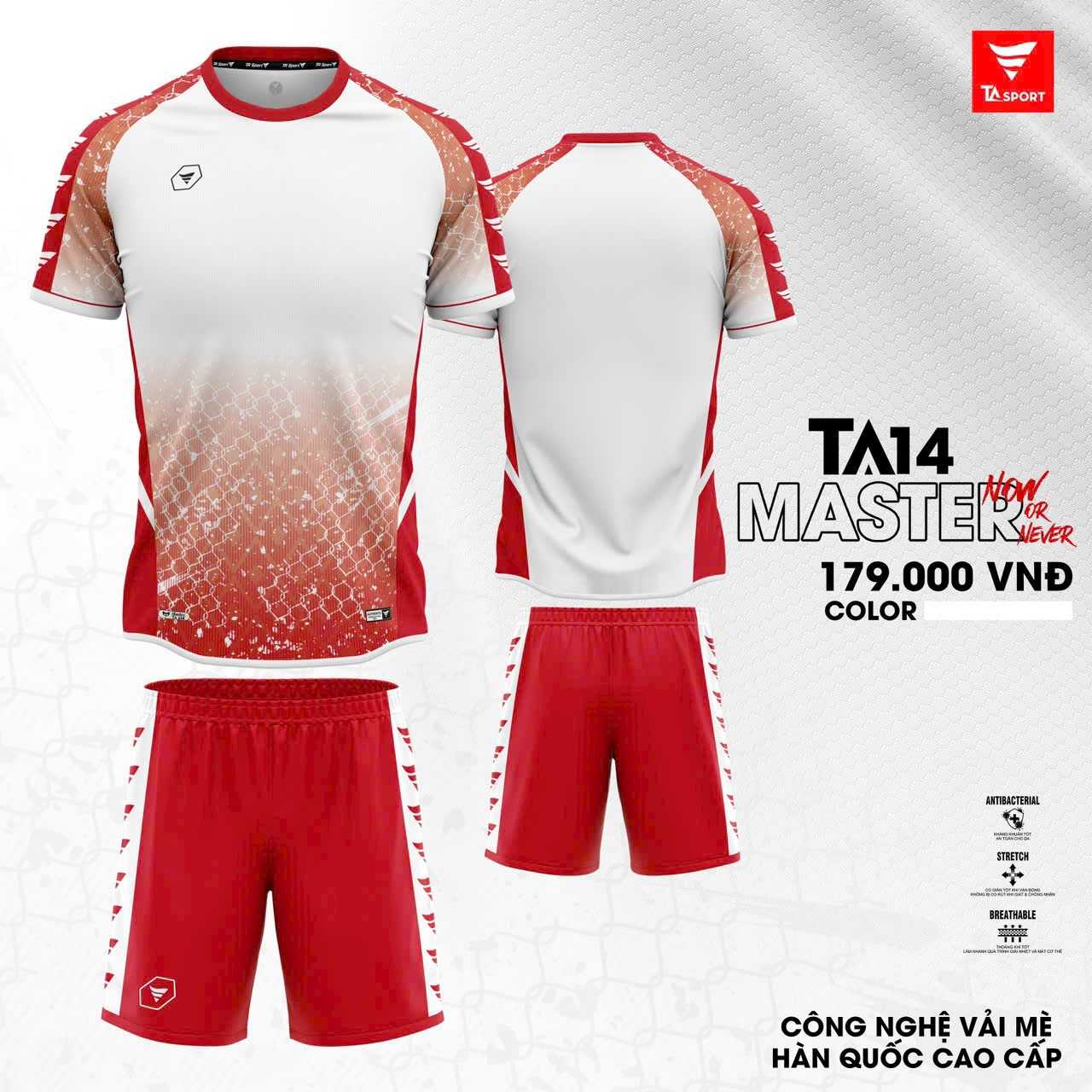 Bộ quần áo thể thao bóng đá chính hãng TA Sport TA14 Master Official vải mè caro hàn quốc nhiều màu xanh navy tím