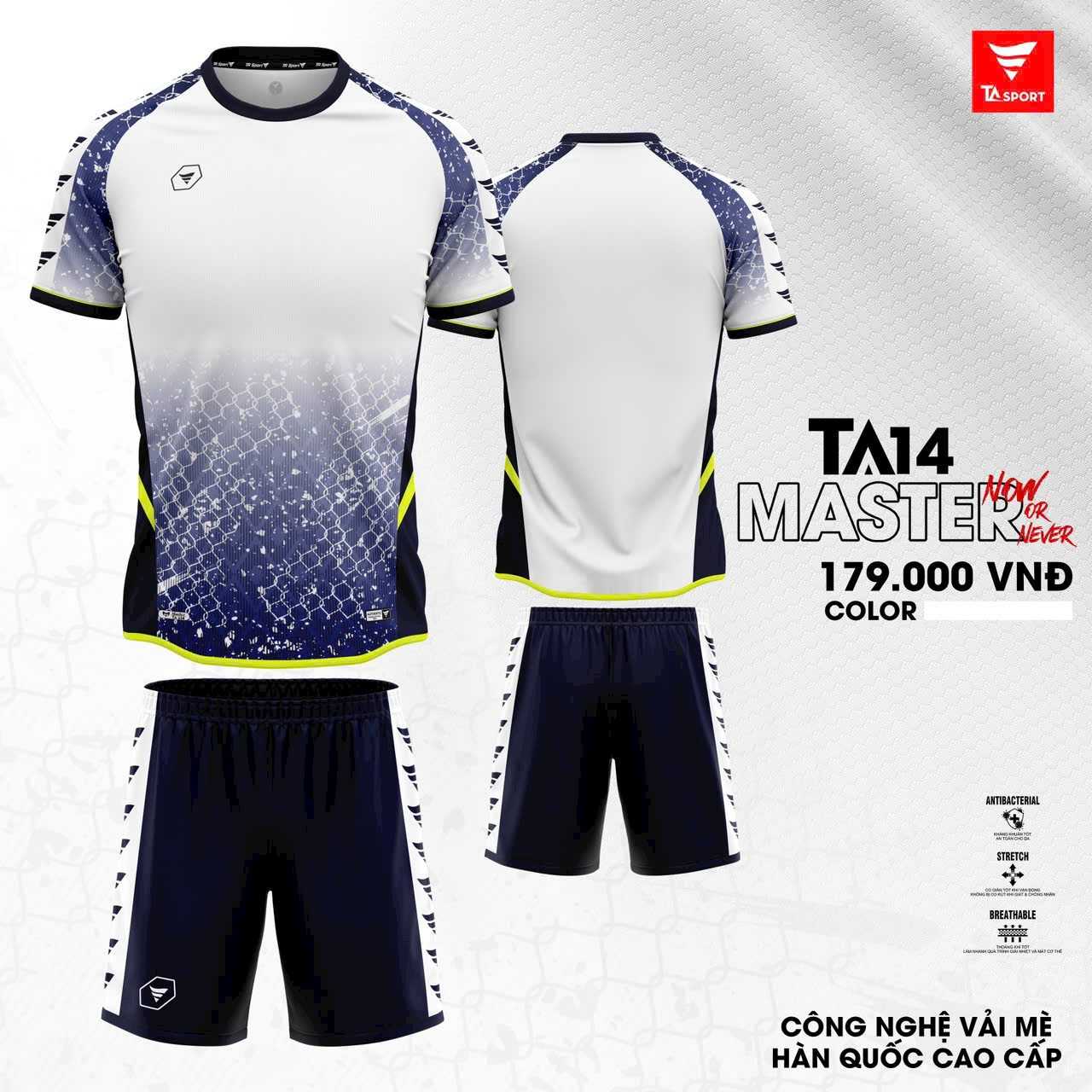 Bộ quần áo thể thao bóng đá chính hãng TA Sport TA14 Master Official vải mè caro hàn quốc nhiều màu xanh navy tím