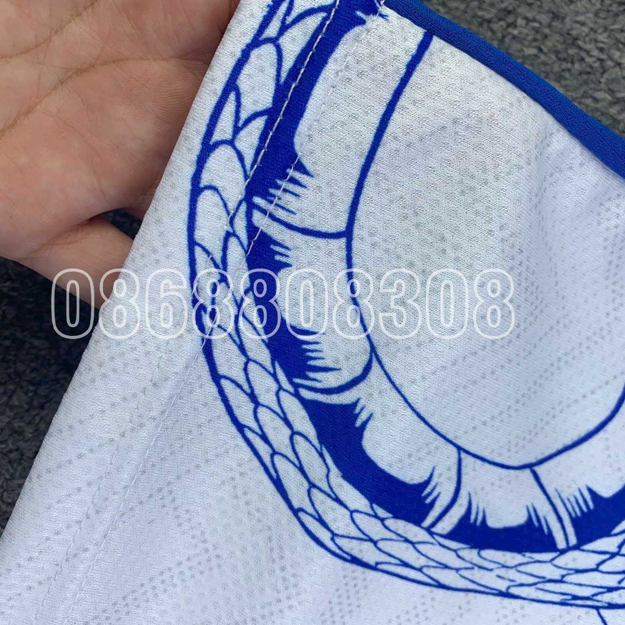 Bộ quần áo đá banh câu lạc bộ bóng đá Inter Milan trắng hoạ tiết Rắn xanh logo thêu vải mè caro thái 1