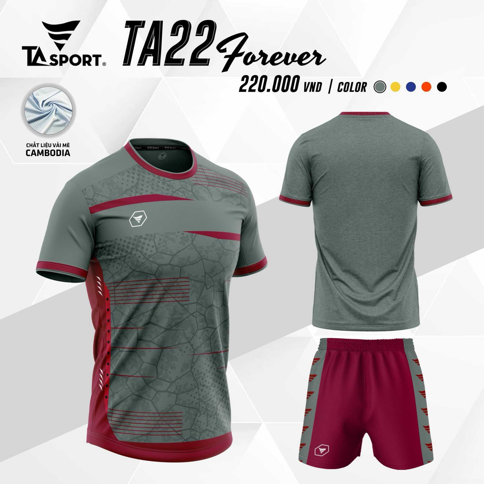 Bộ quần áo thể thao bóng đá chính hãng TA Sport TA22 Forever vải mè Cambodia nhiều màu trắng đen
