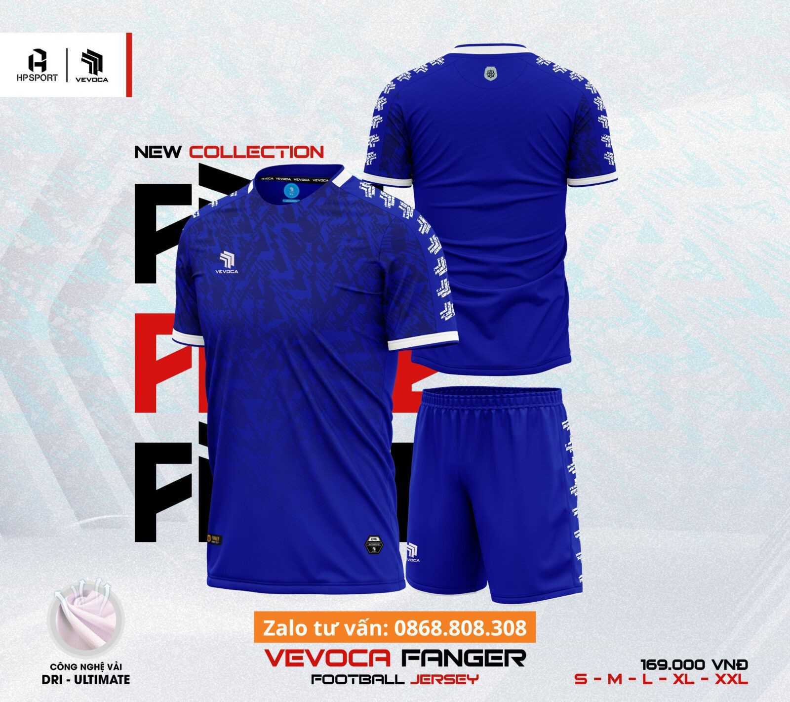Bộ quần áo bóng đá phủi thiết kế Vevoca Fanger chính hãng vải dệt kim nhiều màu trắng