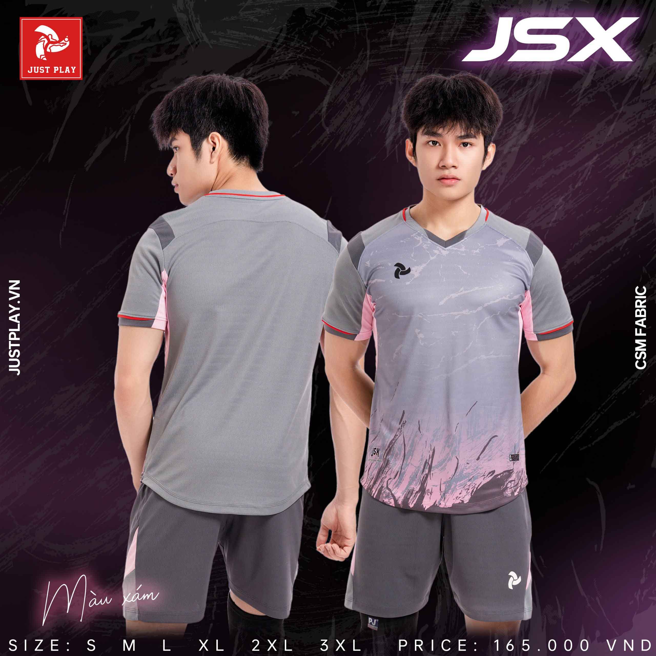 Bộ quần áo bóng đá phủi thiết kế mã JSX nam nữ chính hãng Justplay vải thun CSM nhiều màu trắng đỏ
