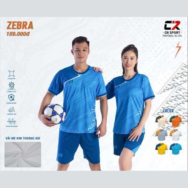 Bộ quần áo đá bóng nam nữ CR ZEBRA chính hãng CR Sport vải mè kim giá rẻ nhiều màu xanh biển 2
