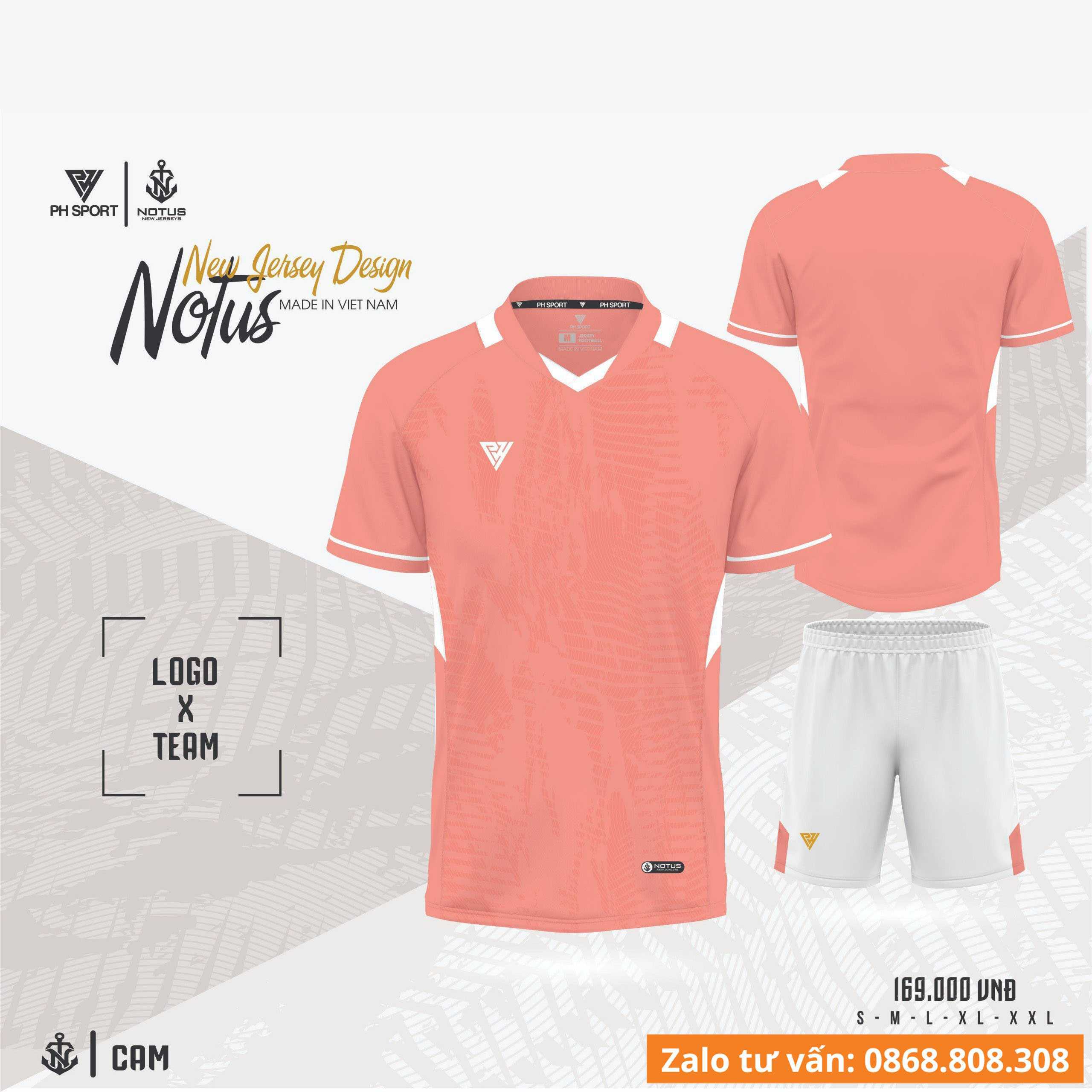 Bộ quần áo bóng đá phủi thiết kế áo đá banh mã Notus chính hãng S2 Sport nhiều màu cam hồng