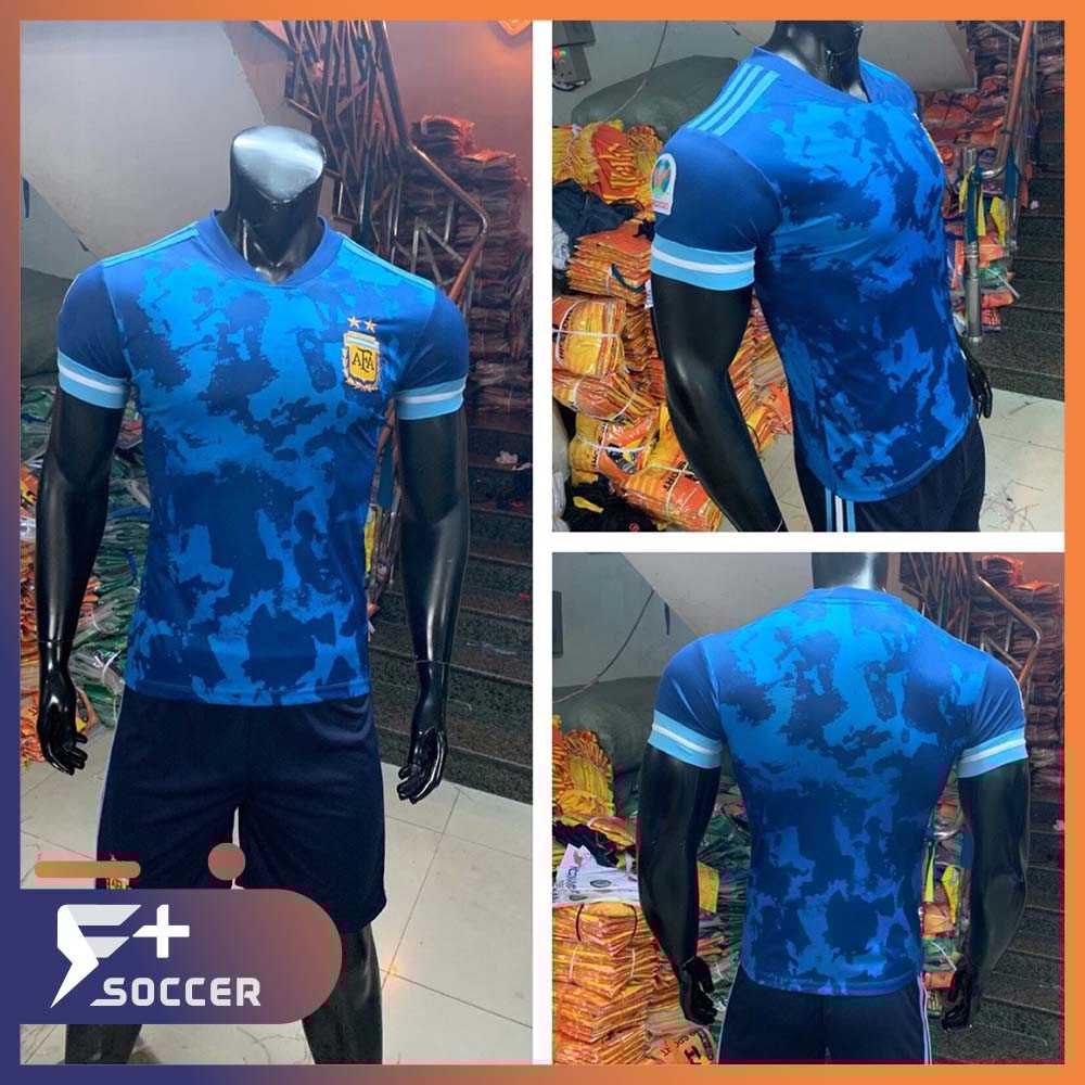 Áo đấu, áo đá banh afa, áo bóng đá đội tuyển argentia xanh đen sân khách hàng thái dệt kim cao cấp 2020 - 2021