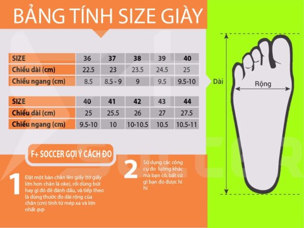 size giày