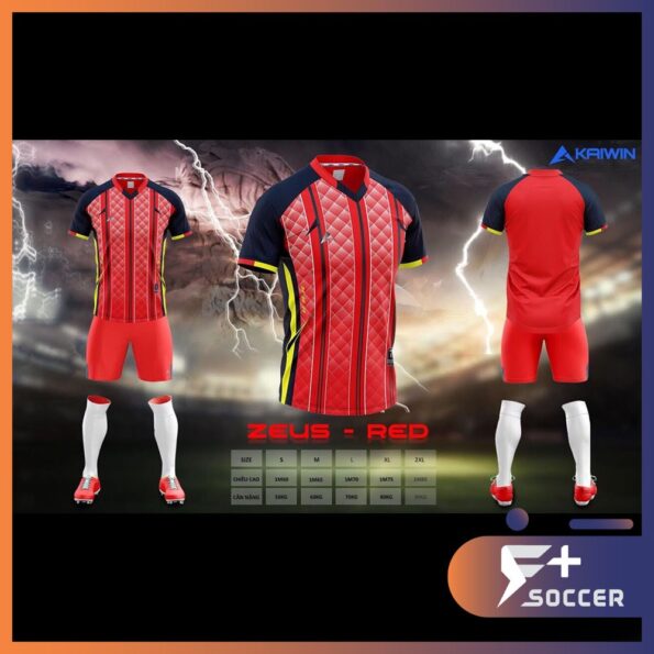 In áo bóng đá – bộ quần áo bóng đá không logo kaiwin sport SEUS đỏ