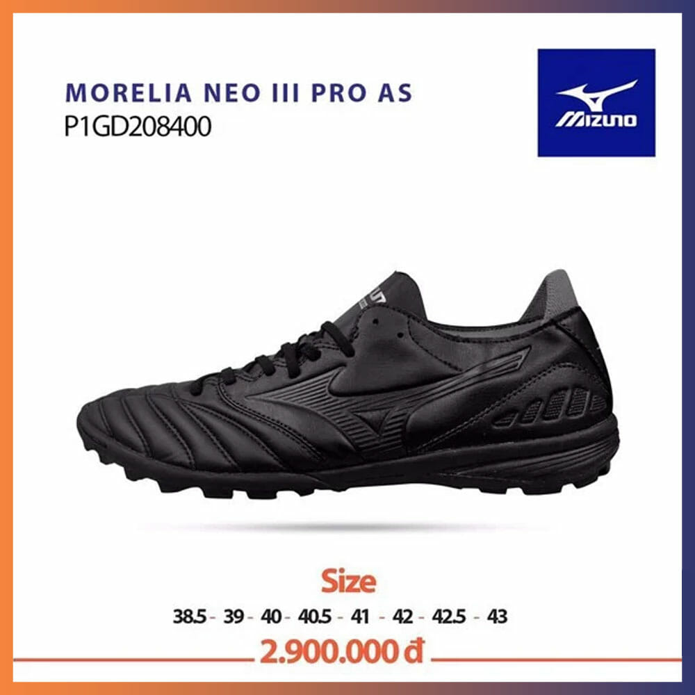 Ảnh bìa giày đá bóng chính hãng MIZUNO MORELIA NEO 3 TF Black