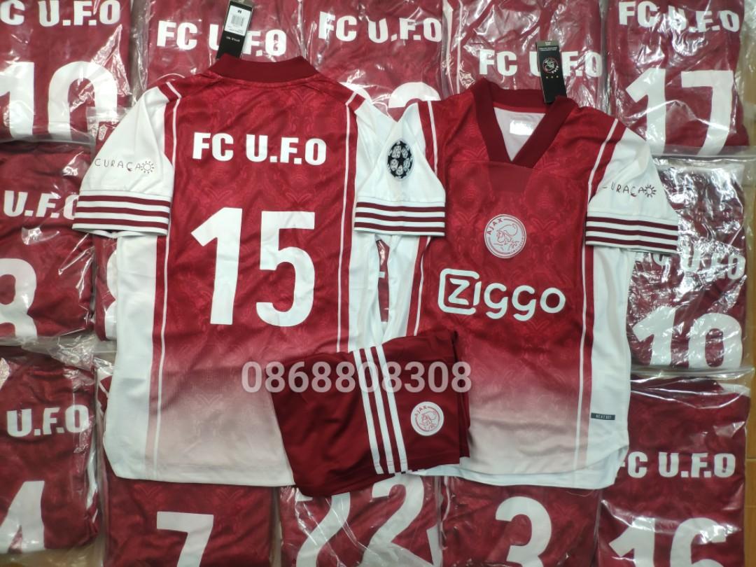 Bộ quần áo bóng đá CLB Ajax đỏ hông trắng logo thêu poly mè thái cao cấp